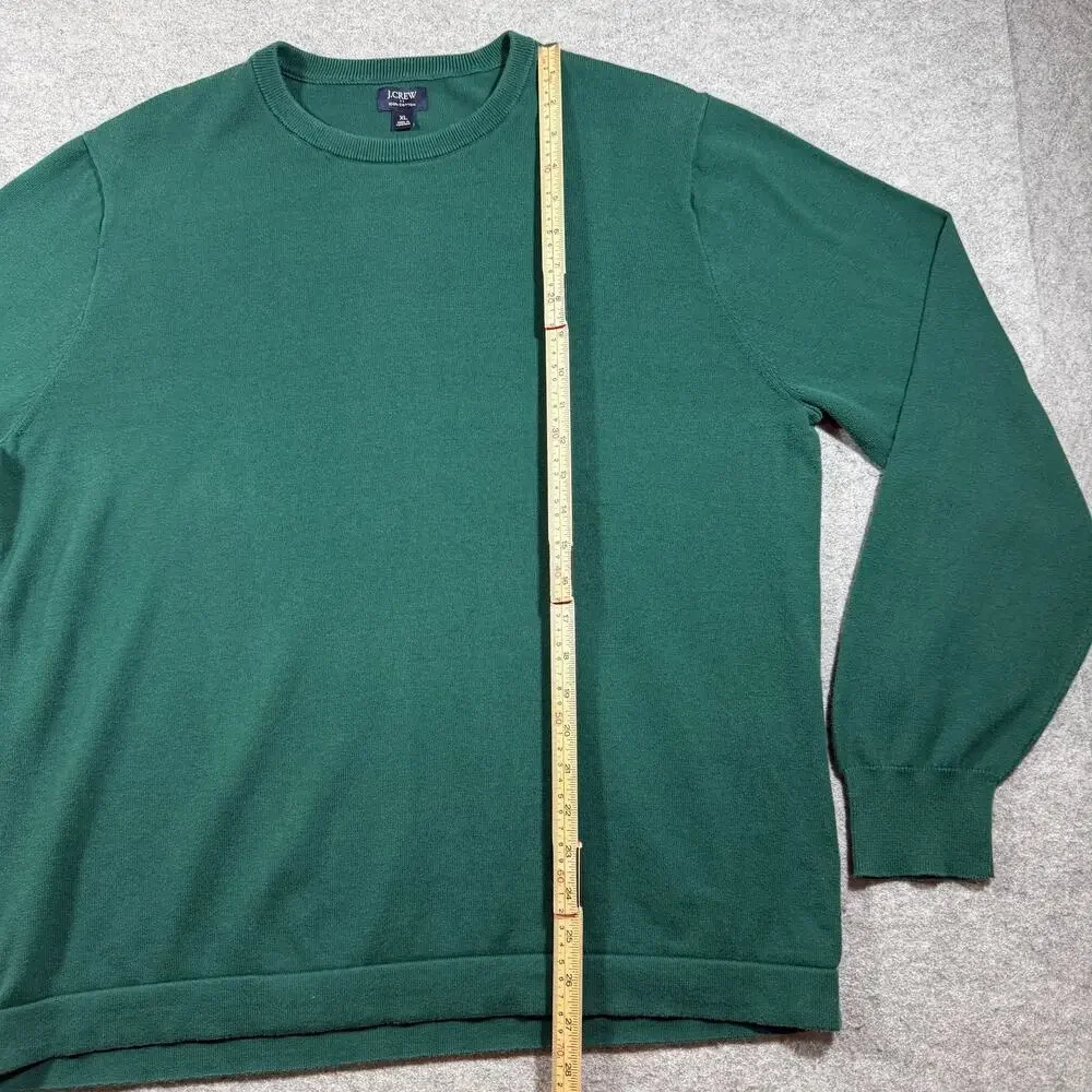 J. Crew Sweater Mens XL Green Crew Neck Cotton Knit Pullover Preppy Casual
